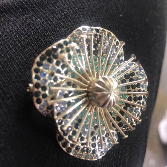 Marc Jacobs Brooch Designer Jewellery blue crystals/rhinestone flower - Picture 14 of 16